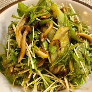 野菜たっぷり♫焼きネギとしめじと水菜のサラダ